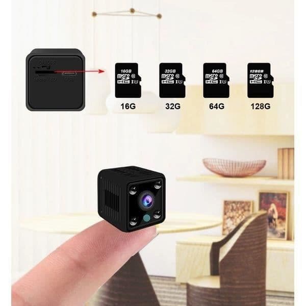 1080P IP WIFI spionkamera infraröd mörkerseende - Svart - Micro SD-kort - 155° vinkel