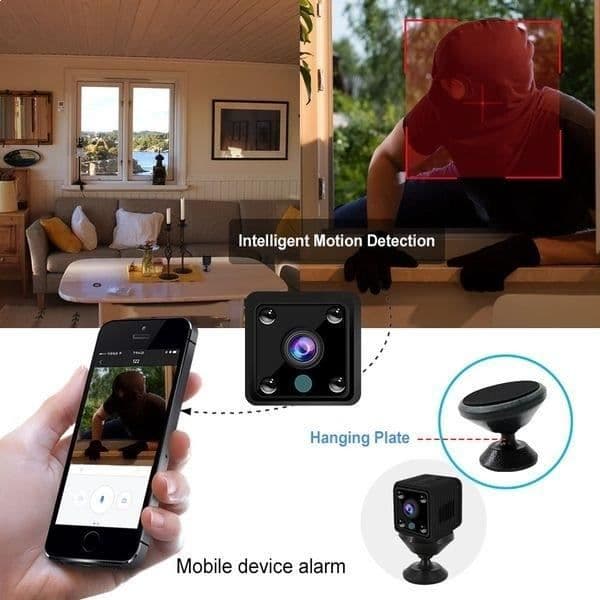 1080P IP WIFI spionkamera infraröd mörkerseende - Svart - Micro SD-kort - 155° vinkel