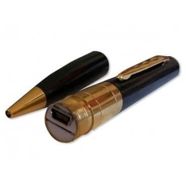 Spionpenna - Märke - Svart och guld - Integrerad kamera - Litiumjonbatteri