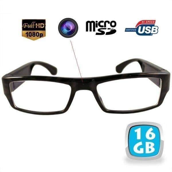 Glasögon med mini spionkamera Full HD 1080P 16 GB svart * Internt batteri: litiumjon * Batteritid: upp till 3 timmar *
