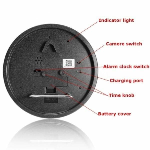 Klocka med Full HD 1080P Wifi fågelspionkamera rund * Internt batteri: litiumjon * Batteritid: Flera dagar *