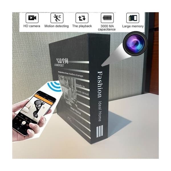 Falsk bok med WiFi spionkamera Full HD 1080P infraröd P2P