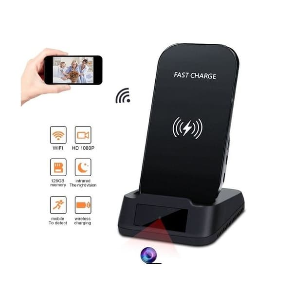 P2P HD 1080P spionkamera induktionsladdare med ljud och Wifi