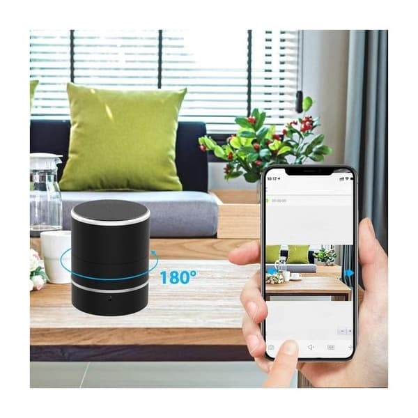 Bluetooth-högtalare roterande spionkamera 1080P Wifi - Svart