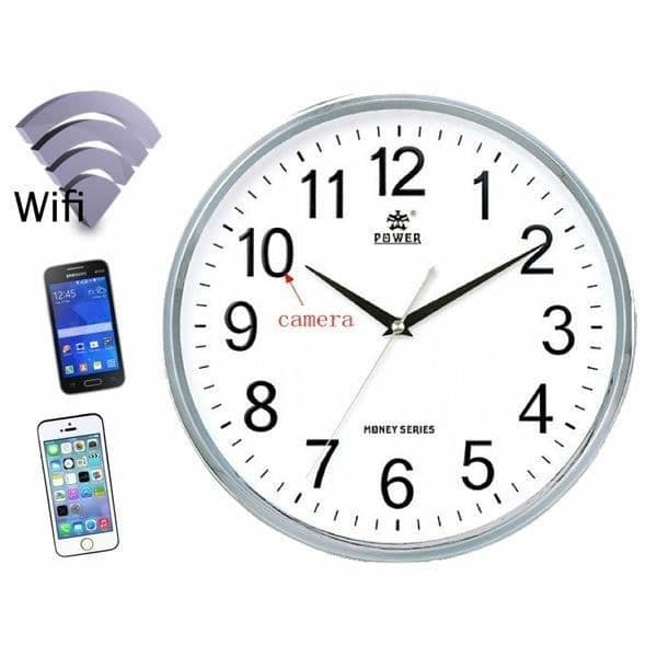 Klocka med Full HD 1080P Wifi rund beige spionkamera * Internt batteri: litiumjon * Batteritid: Flera dagar *