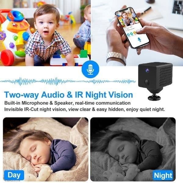Mini Full HD 1080P Wifi IP Övervakningskamera 2-års batteri