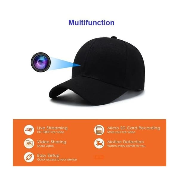 Keps med Wifi P2P spionkamera Full HD 1080P video