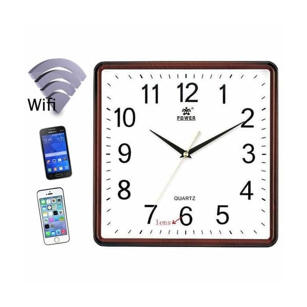 Klocka med fyrkantig HD 720P Wifi spionkamera * Internt batteri: litiumjon * Batteritid: Flera dagar * Anslutning: USB 2.0