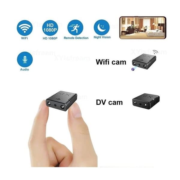 Full HD 1080P Wifi IP mikro spionkamera med ljud och mörkerseende - Svart