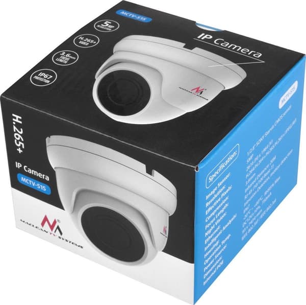 Maclean - IPC 5MPx Outdoor Dome Network Camera - PoE, CMOS 1/2,8" SONY Starvis, H.264/H.264+/H.265+/JPEG/AVI, Onvif, MCTV-515