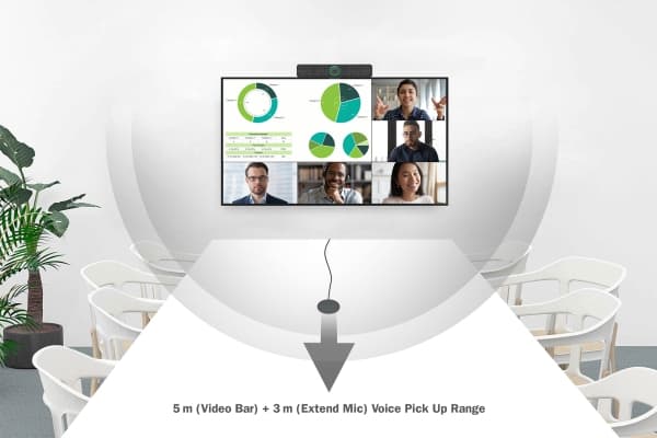 DIGITUS 4K All-in-One Video Bar Pro - Videokonferansesystem (mikrofon, videolinje) - svart/grå