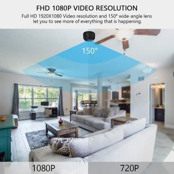 Mini spionkamera - HD 1080P - Trådlöst WiFi - Night Vision - Rörelsedetektor - Svart