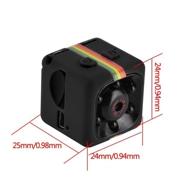 SQ11 dold kamera 1080P minikamera nattseende och rörelsedetektering spionkamera + 8G minneskort (svart)
