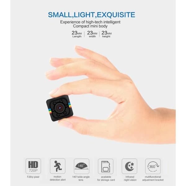 SQ11 720p mini spionkamera - Liten dold säkerhetskamera - Night Vision - Rörelsedetektering