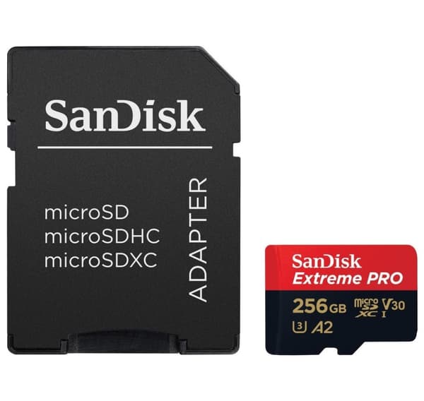 Sandisk minneskort microSDXC 256GB Extreme Pro + adapter
