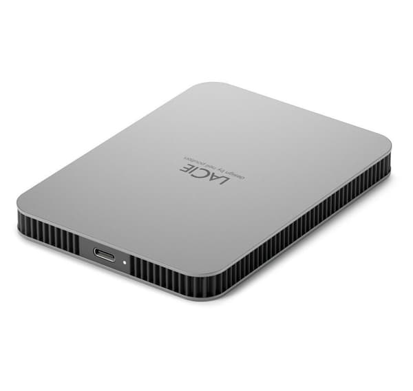 LaCie ekstern harddisk 2TB Mobile Drive USB-C (2022), månesølv
