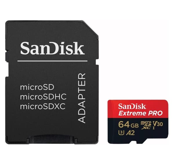 Sandisk minnekort microSDXC 64GB Extreme Pro + adapter