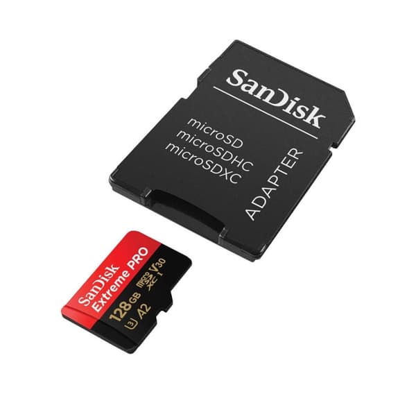 Sandisk minnekort microSDXC 128GB Extreme Pro + adapter