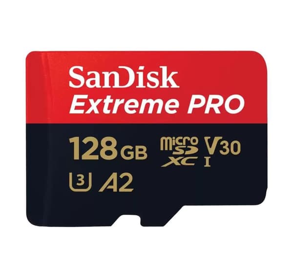 Sandisk minnekort microSDXC 128GB Extreme Pro + adapter