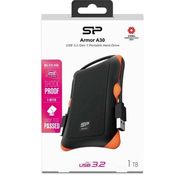 Silicon Power ulkoinen kovalevy 1TB Armor A30, musta