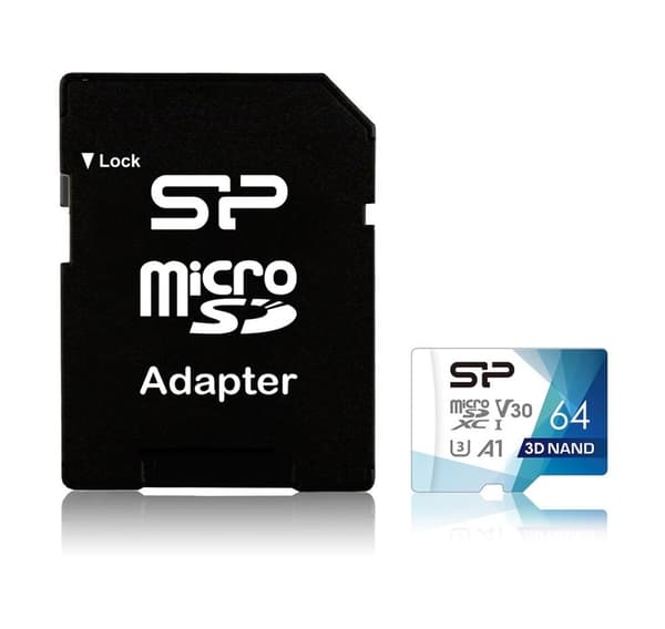 Silicon Power minnekort microSDXC 64GB Superior Pro V30 + adapter