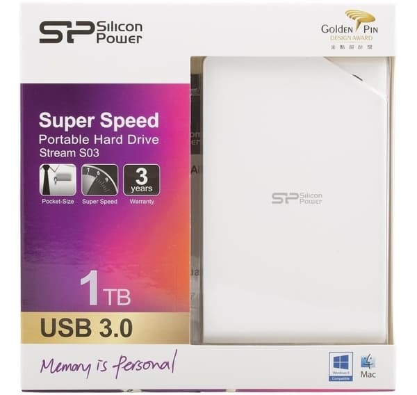 Silicon Power veline kõvaketas Stream S03 1TB, hvit