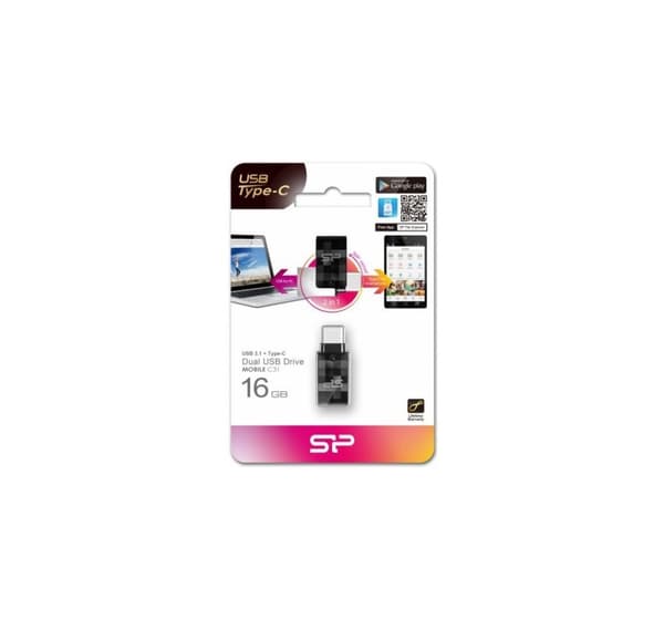 Silicon Power flashdrev 16GB Mobile C31 USB-C, sort