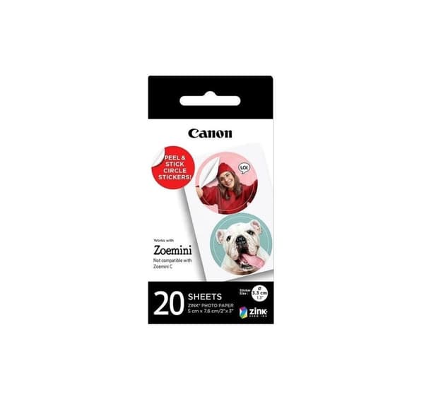 Canonin valokuvapaperi Zink Circle 20 arkkia (ZP-2030-2C-20)