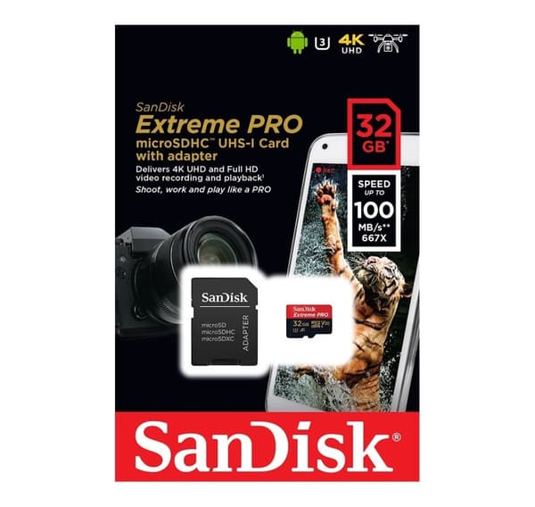 SanDisk minneskort microSDHC 32GB Extreme Pro V30 A1