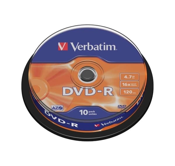Verbatim DVD-R Matt Sølv 4,7GB 16x 10stk spindel