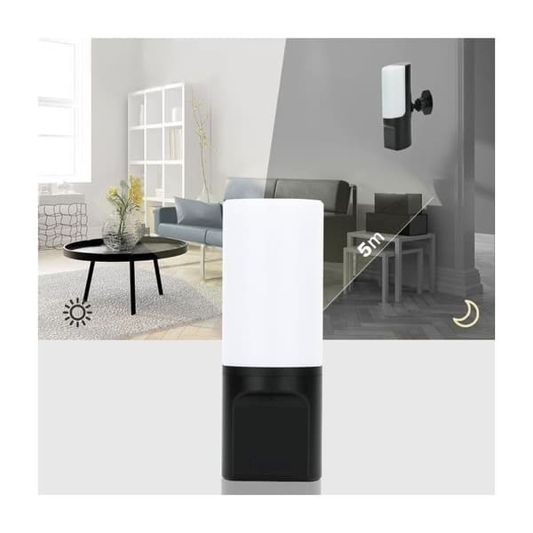 Väggmonterad lampa - Spionkamera - 1080p HD - Wifi - Mörkerseende - Svart