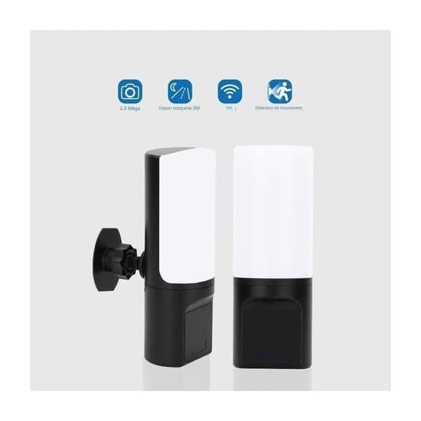 Väggmonterad lampa - Spionkamera - 1080p HD - Wifi - Mörkerseende - Svart