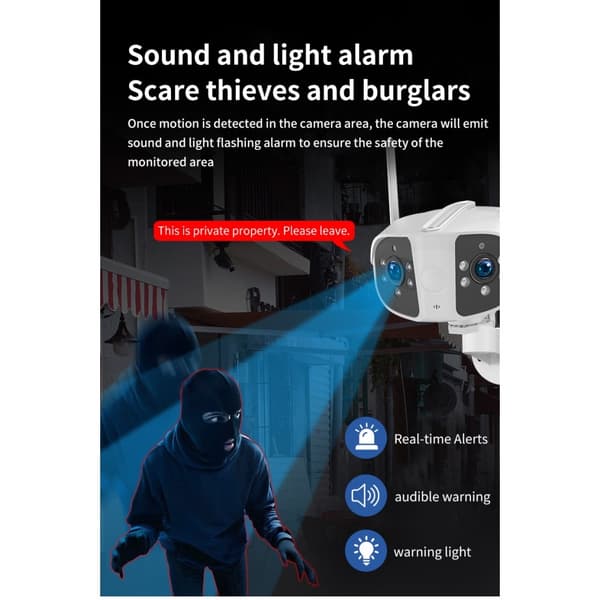Kamera Udendørs Overvågning Panorama Bevægelsesdetektor Night Vision