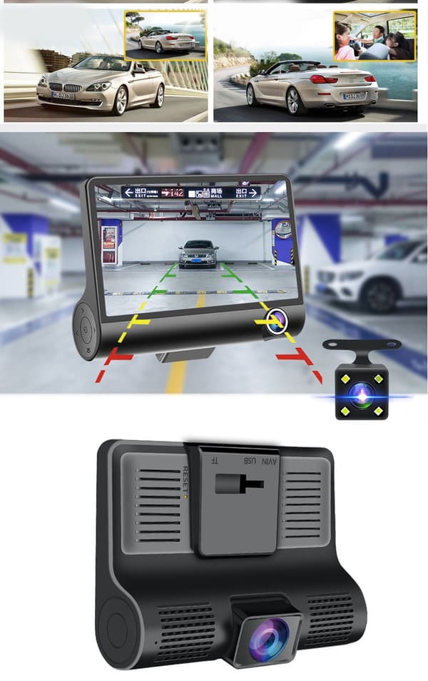 3 i 1 Dashcam och Backkamera Spegel Backspegel