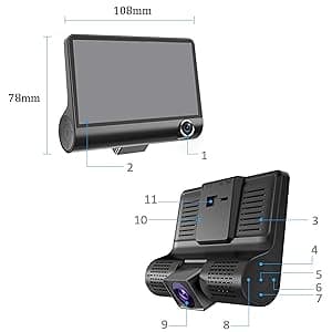 3 i 1 Dashcam och Backkamera Spegel Backspegel