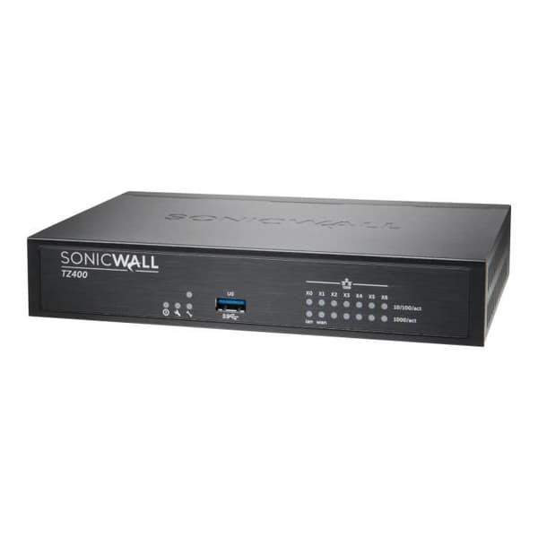 TZ400-brandvägg - SonicWall - 7 portar - Kabelanslutet - Avancerat skydd - IPSec VPN- USED