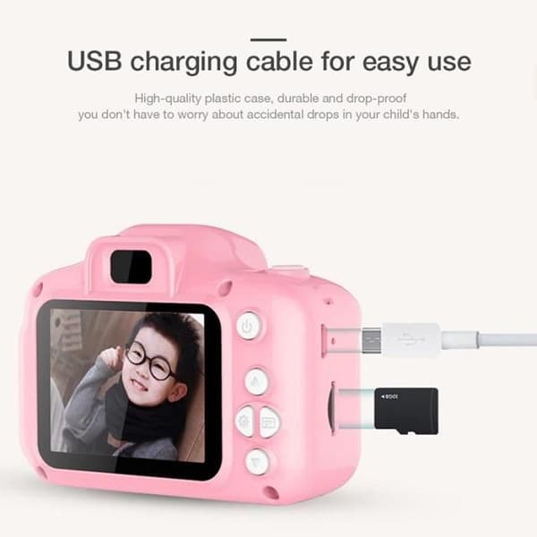 Digitalkamera - LEMONBEST - Rosa - Barn - Flicka - USB uppladdningsbar