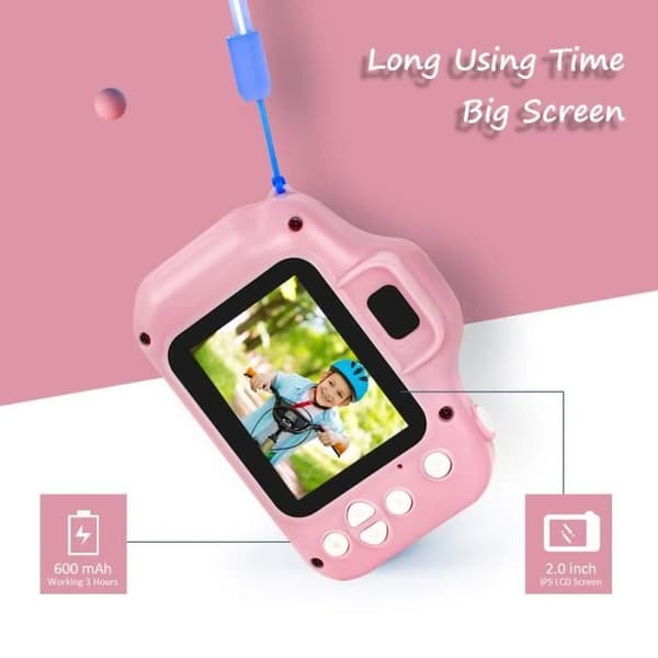 Kamera för barn - Kids Mate - 2,0 tums HD-skärm - 8MP/1080P - 32 GB TF-kort - Rosa