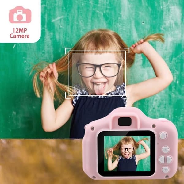 Barnkamera - ALLONSCD - HD 1080p Mini Digitalkamera Uppladdningsbar - Stötsäker - Rosa