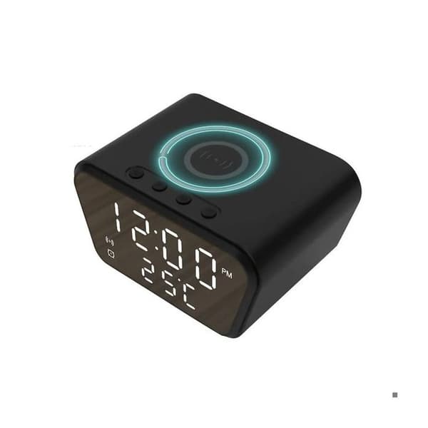 Väckarklocka med spionkamera - HD - Wifi - Induktionsladdare - 120° - Svart