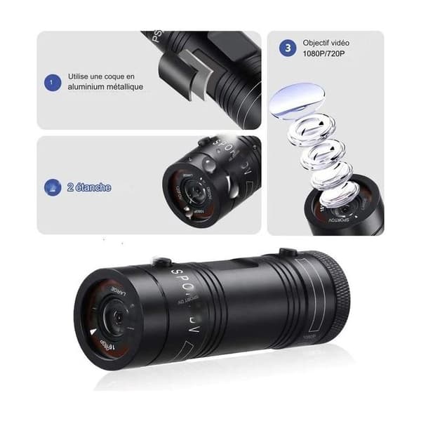 Sportkamera - HD - Action - Ultra HD 1080P - Litiumjonbatteri 3h - USB 2.0