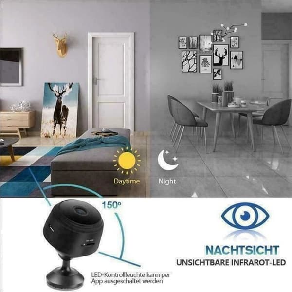 MAVURA » Rheinwing 1080p WiFi magnetisk minikamera spionkamera full HD övervakningskamera mini IP-kamera HD nätverkskamera