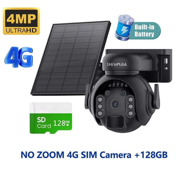 Aurinkovoimalla toimiva turvakamera, 12-kertainen zoomaus, 4G LTE, 4MP 4G128GB