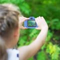 Miniatyrbild 5 av 5: Dinosaur digitalkamera för barn 1080P fram/bak kamera &amp; spel - blå