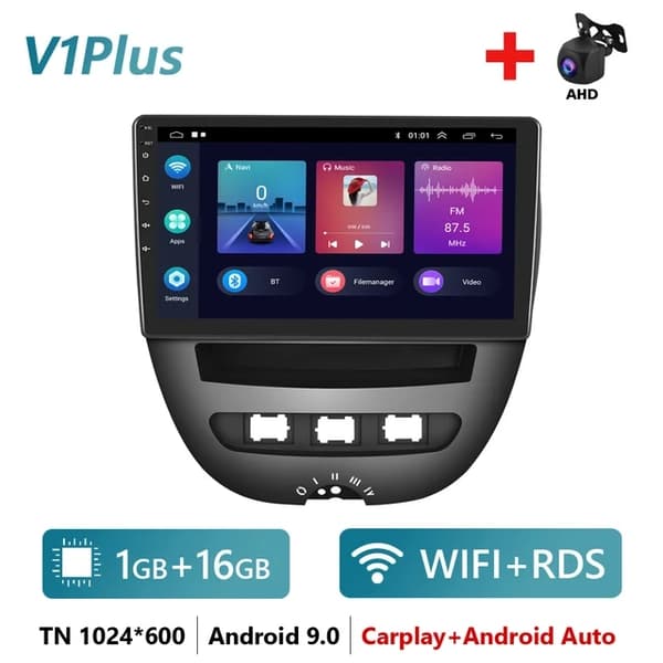 Android bil stereo, GPS navigation, Carplay integration, 1 16G Carplay Cam
