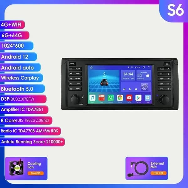 Auton GPS-radio, monimedia-soitin, Android-käyttöjärjestelmä, España, S6 (8-ydin 6G 64G) AI