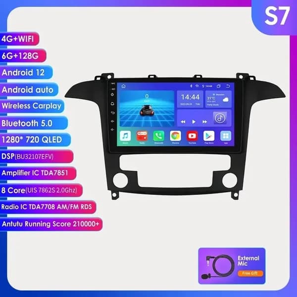Autosoitin Android Radio, Multimedia Video -soitin, GPS Auto Android, S7-8CORE
