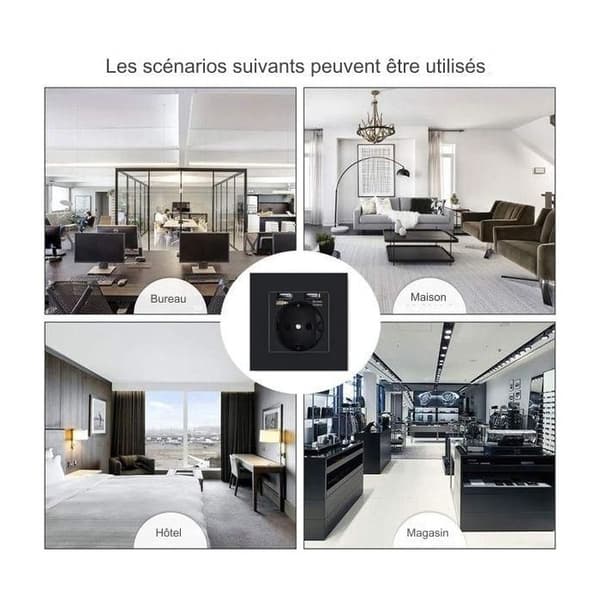Strömadapter - Spion - 1080P - Wifi - 2 USB-portar - Svart