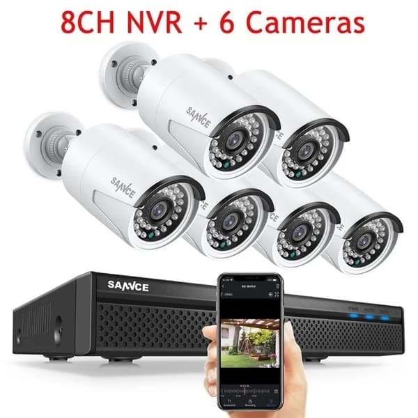 Valvontakamerajärjestelmä, 5MP NVR, ulkokäyttöön soveltuvat vedenpitävät kamerat, , 4pcs cameras, 2T