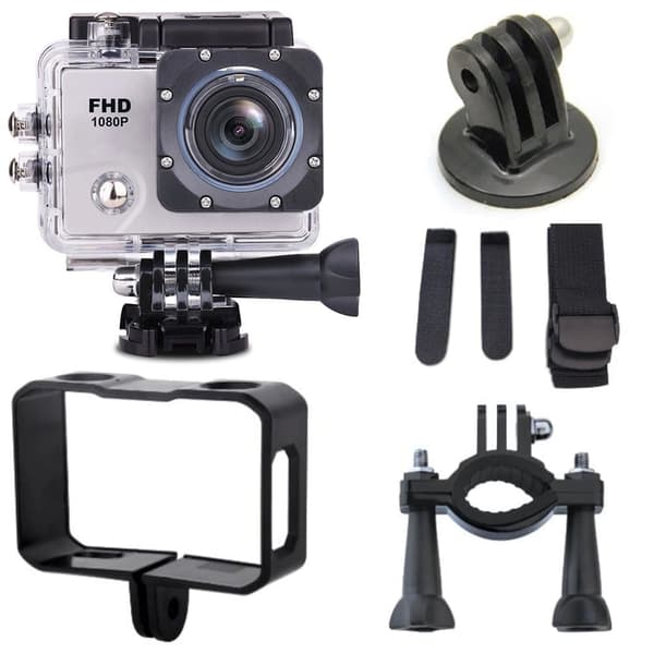 DV2400 Full HD Wi-Fi 12Mpx sportskamera, vidvinkel vanntett + tilbehør - hvit